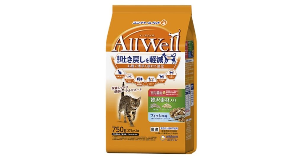 AllWell 室内猫用（贅沢素材入りフィッシュ味天然小魚とささみフリーズドライ入り）
